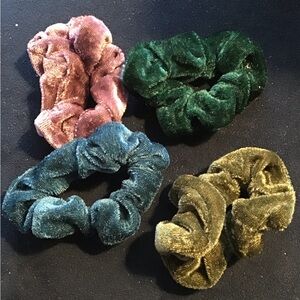 Velvet Scrunchie Set - Pink, Green, Blue, olive NEW!